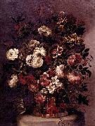 CORTE, Gabriel de la. Still-Life of Flowers in a Woven Basket Sweden oil painting artist